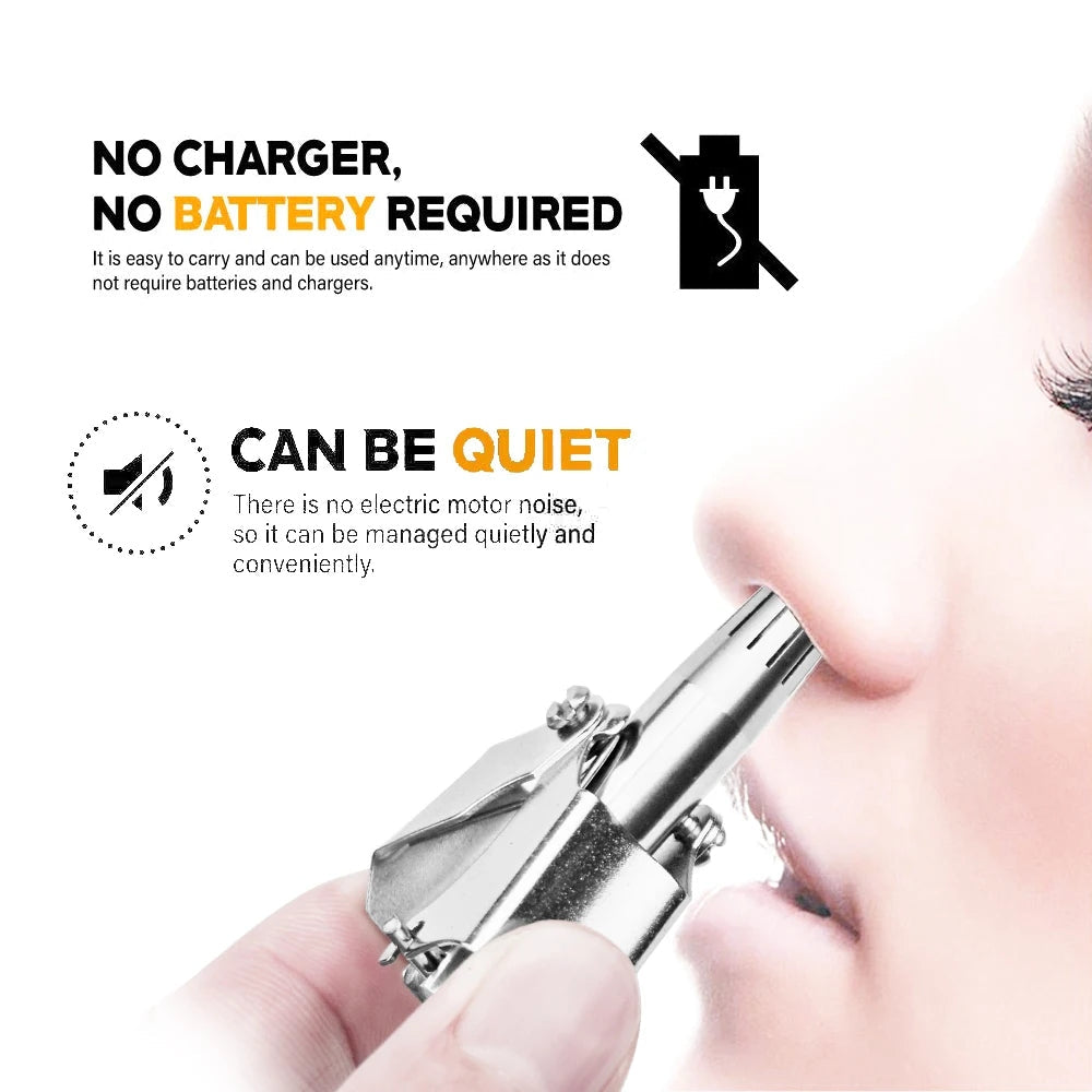Manual Nose & Ear Hair Trimmer – Stainless Steel, Washable