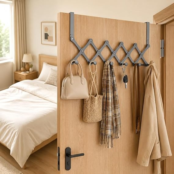 Heavy duty 6 hook iron door hanger rack for clothes and coats