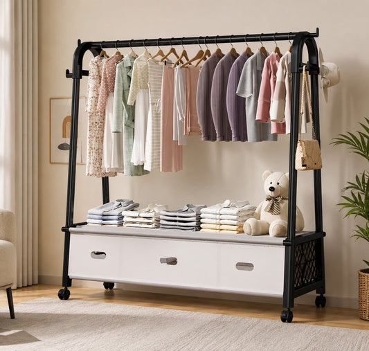 Heavy duty minimalist clothing stand for bedroom organization