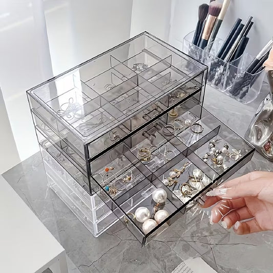 Large capacity transparent jewelry storage organizer for vanity