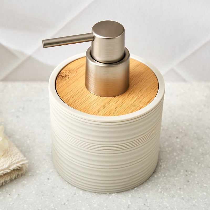 Modern striped soap dispenser for countertop use