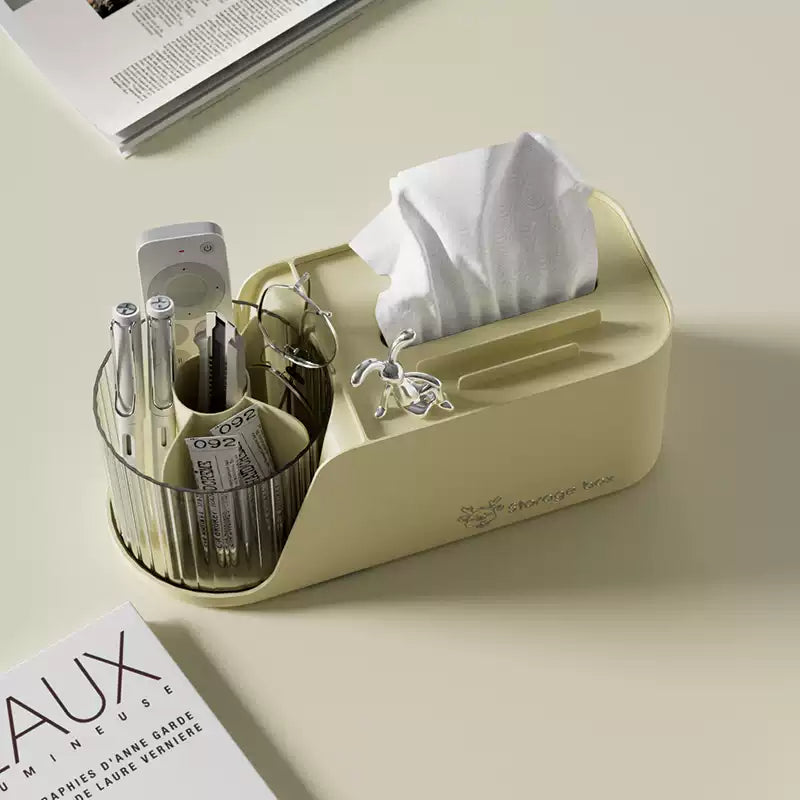 Multifunctional Decorative Tissue Box and Rotating Pen Holder