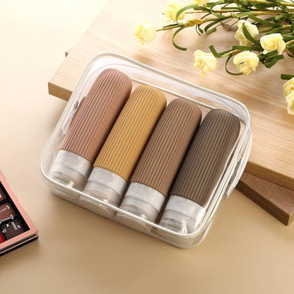 Pack of 4 refillable silicone travel bottles