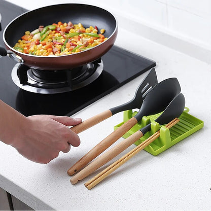 Plastic Spoon Rest Non-Slip Kitchen Utensil Holder Organizer 1Pc