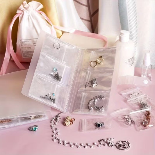 Portable jewelry storage book for earrings rings necklaces and photos