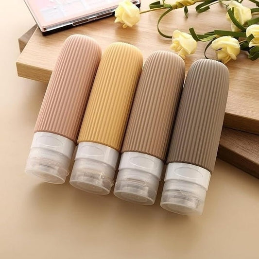 Portable silicone travel organizer bottles for toiletries