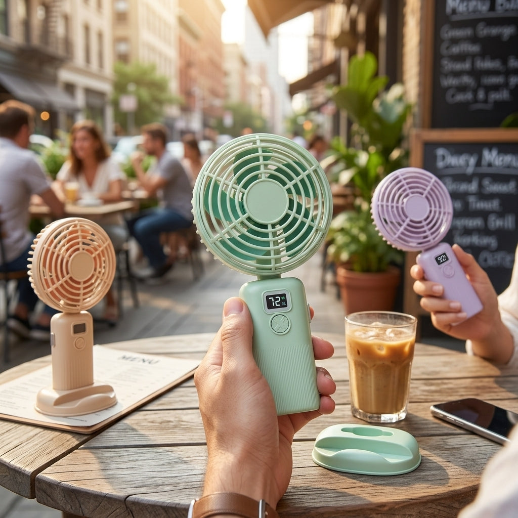 FY-090 Digital Hand Fan – Foldable Portable Silent Desk Fan