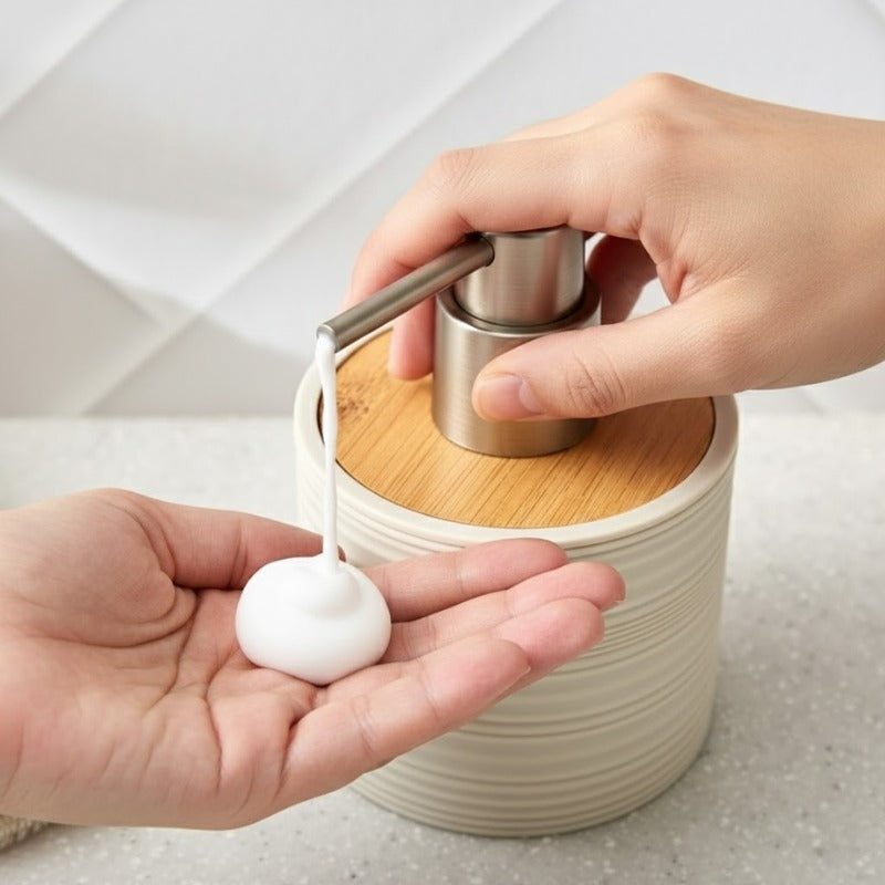 Refillable plastic liquid soap dispenser for bathroom and kitchen
