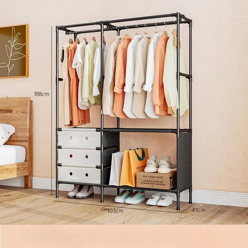 Multifunction Dustproof Coat Rack & Shoe Rack – Portable Clothes Organizer Wardrobe with 1, 2 & 3 Layer Storage Shelves