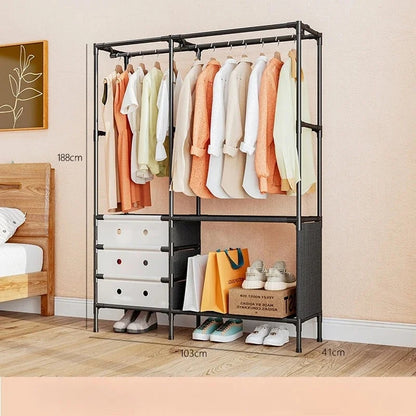 Multifunction Dustproof Coat Rack & Shoe Rack – Portable Clothes Organizer Wardrobe with 1, 2 & 3 Layer Storage Shelves