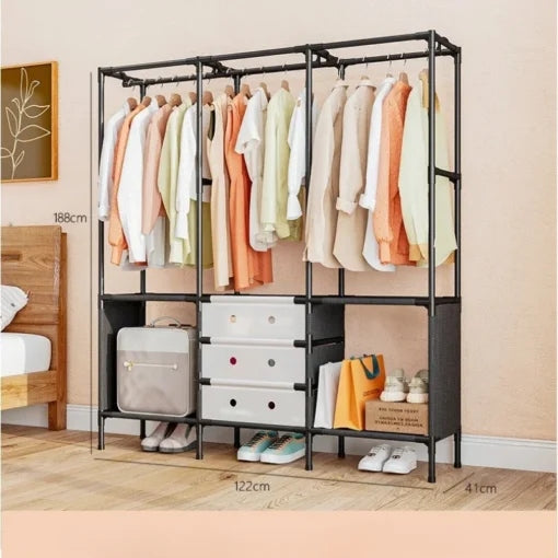 Multifunction Dustproof Coat Rack & Shoe Rack – Portable Clothes Organizer Wardrobe with 1, 2 & 3 Layer Storage Shelves