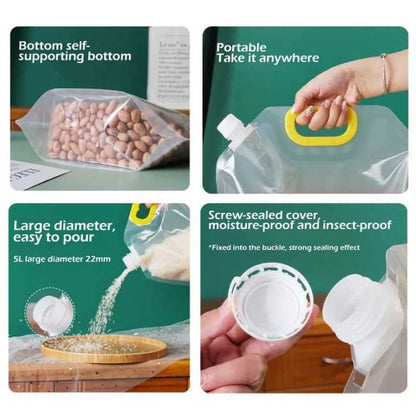 5L Airtight Cereal Storage Bag – BPA-Free Reusable Grain Container