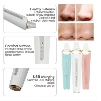 Electric Rechargeable Blackhead Remover Vacuum with 3 Suction Levels