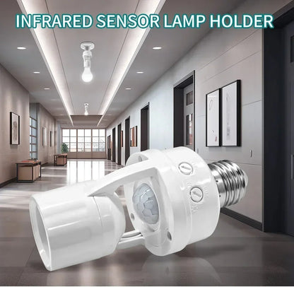 E27 Motion Sensor Lamp Holder | PIR Human Induction Smart Light Socket with Automatic ON/OFF (85–265V)