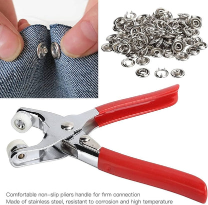 50-Piece Metal Snap Button Set with Hand Pressure Pliers
