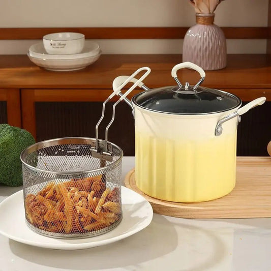 3L Deep Frying Pot with Strainer Basket