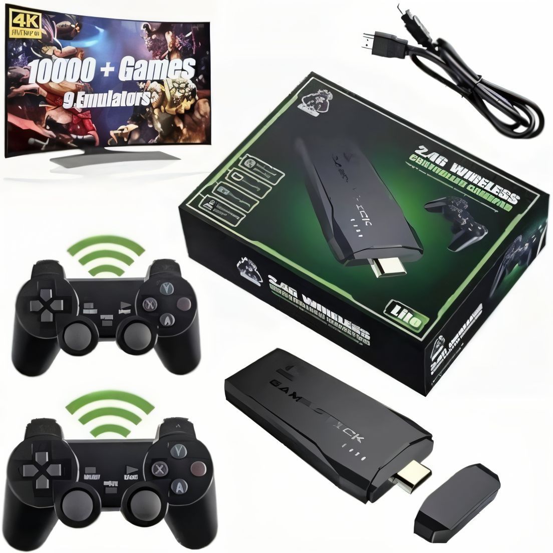Wireless Gamepad with 2 Controllers & 10K+ Games