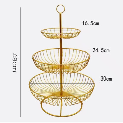 3-Tier Metal Wire Fruit Basket Stand – Countertop Storage
