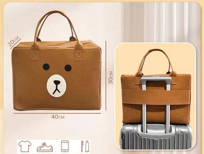 Large Felt Travel Storage Bag with Zipper & Handle – Lightweight Foldable Luggage Organizer Tote