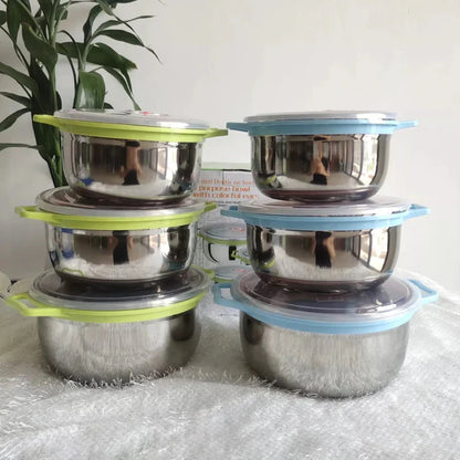 3PCS Stainless Steel Food Containers – Airtight Lid Bowl Set