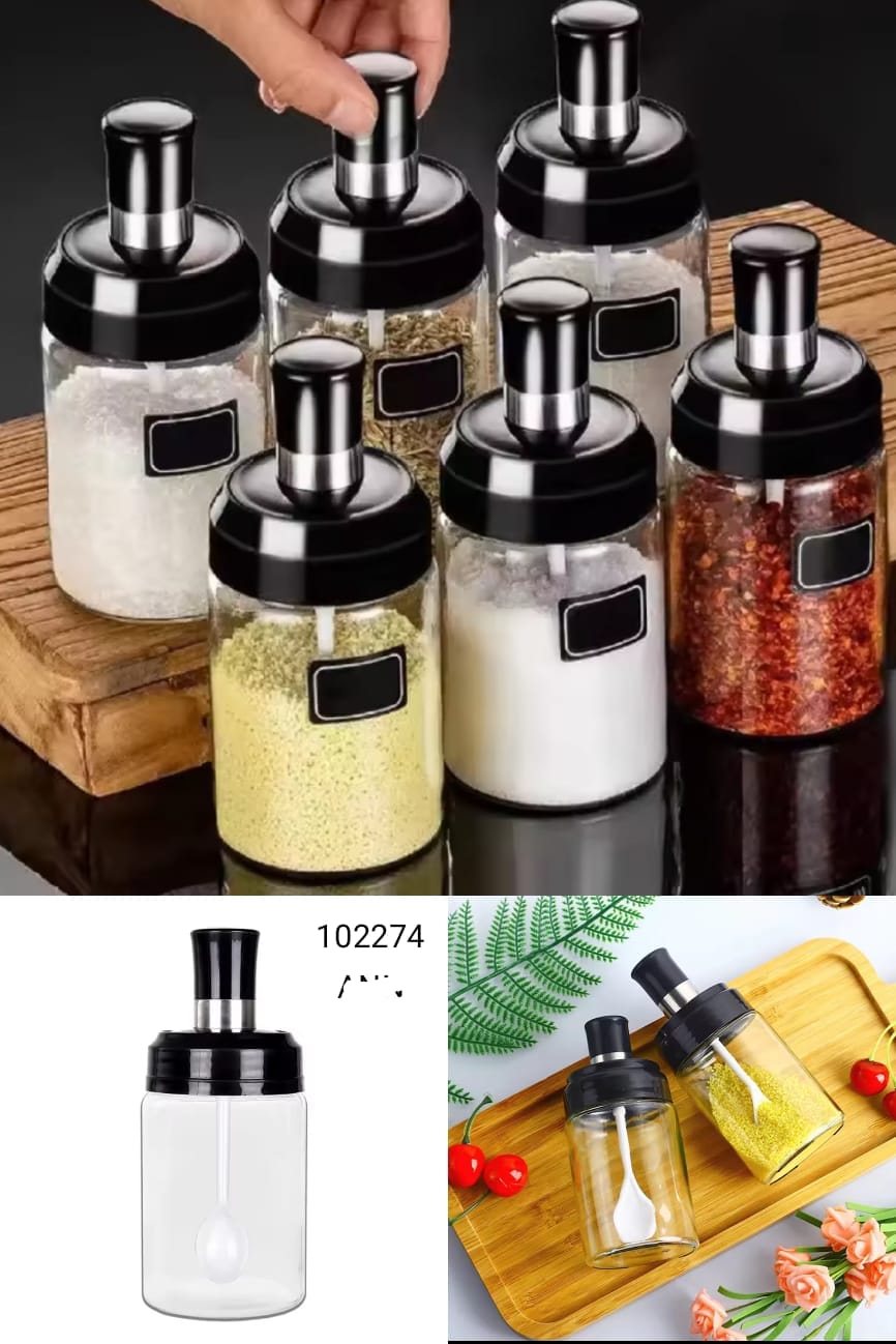 Glass Seasoning Jars with Spoons and Lids