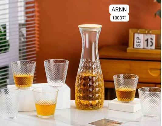 7pcs Transparent Glass Water Set with Jug and Glasses