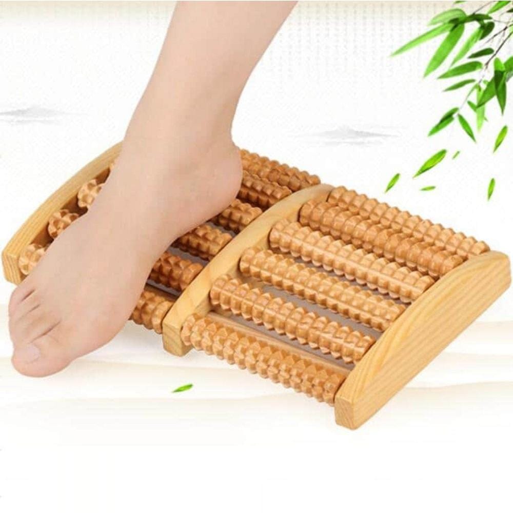 Wooden 5-Roller Foot Massager for Stress Relief