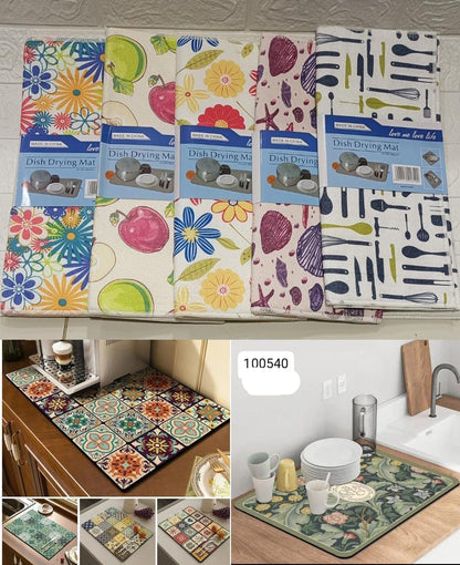Printed Waterproof Kitchen Countertop Drying Mat
