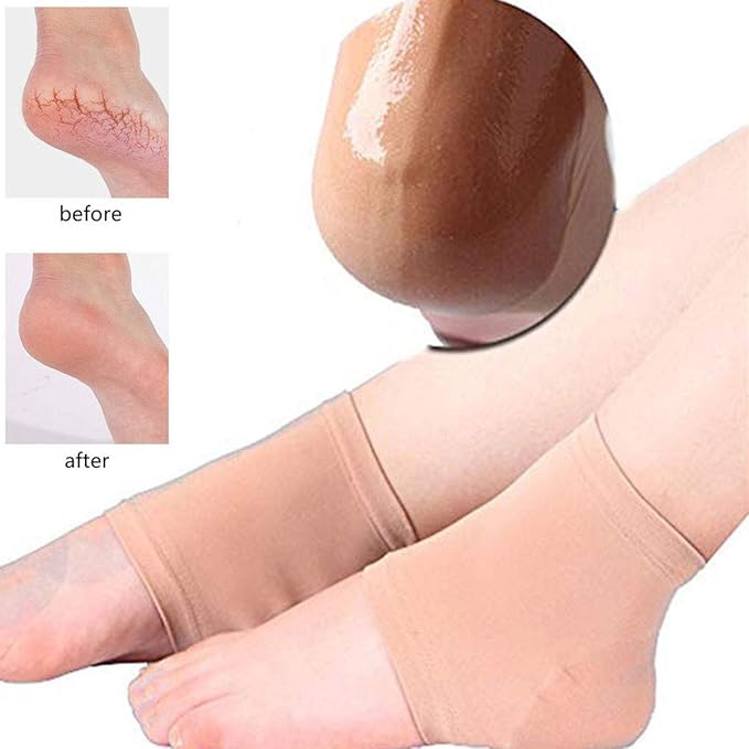 Before and after showing foot care product application on a foot.