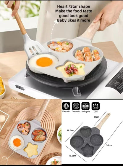 4-Hole Nonstick Egg Fry Pan – Aluminium Omelette & Pancake Maker