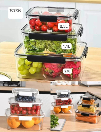 3PCS Acrylic Airtight Storage Containers – Leakproof Kitchen Organizer