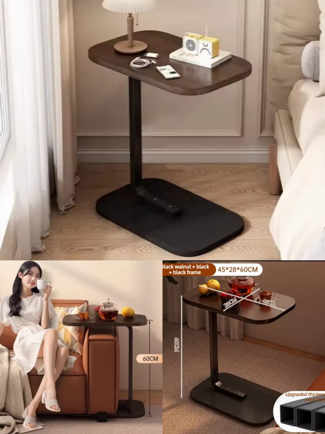 Coffee Table Portable Side Table – Wooden Square Desk for Living Room Sofa, Multifunctional Modern Furniture