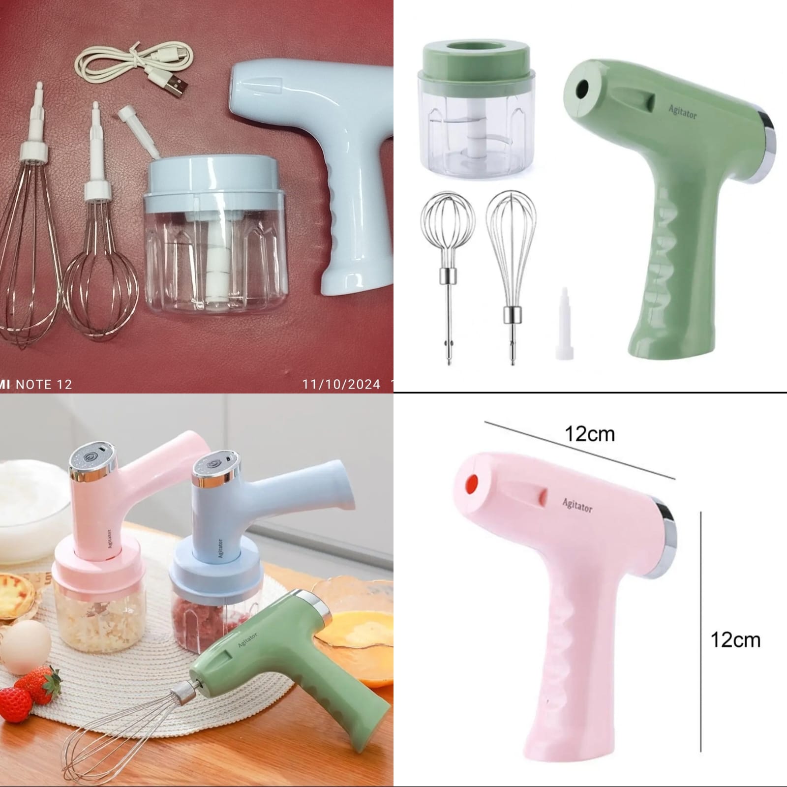 Set of kitchen appliances including a hair dryer, whisk, and other tools on a wooden surface.