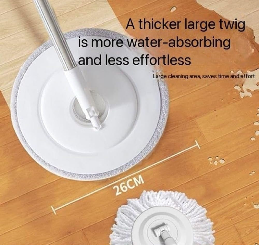 Flat Spin Mop with Collapsible Bucket & Telescopic Handle – 360° Microfiber Floor Cleaning Mop Set