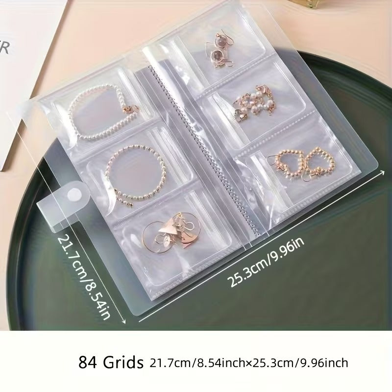 84 Grid Jewelry Organizer Book with Portable Storage Compartments