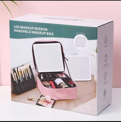Large LED Makeup Bag with Mirror – Travel Organizer