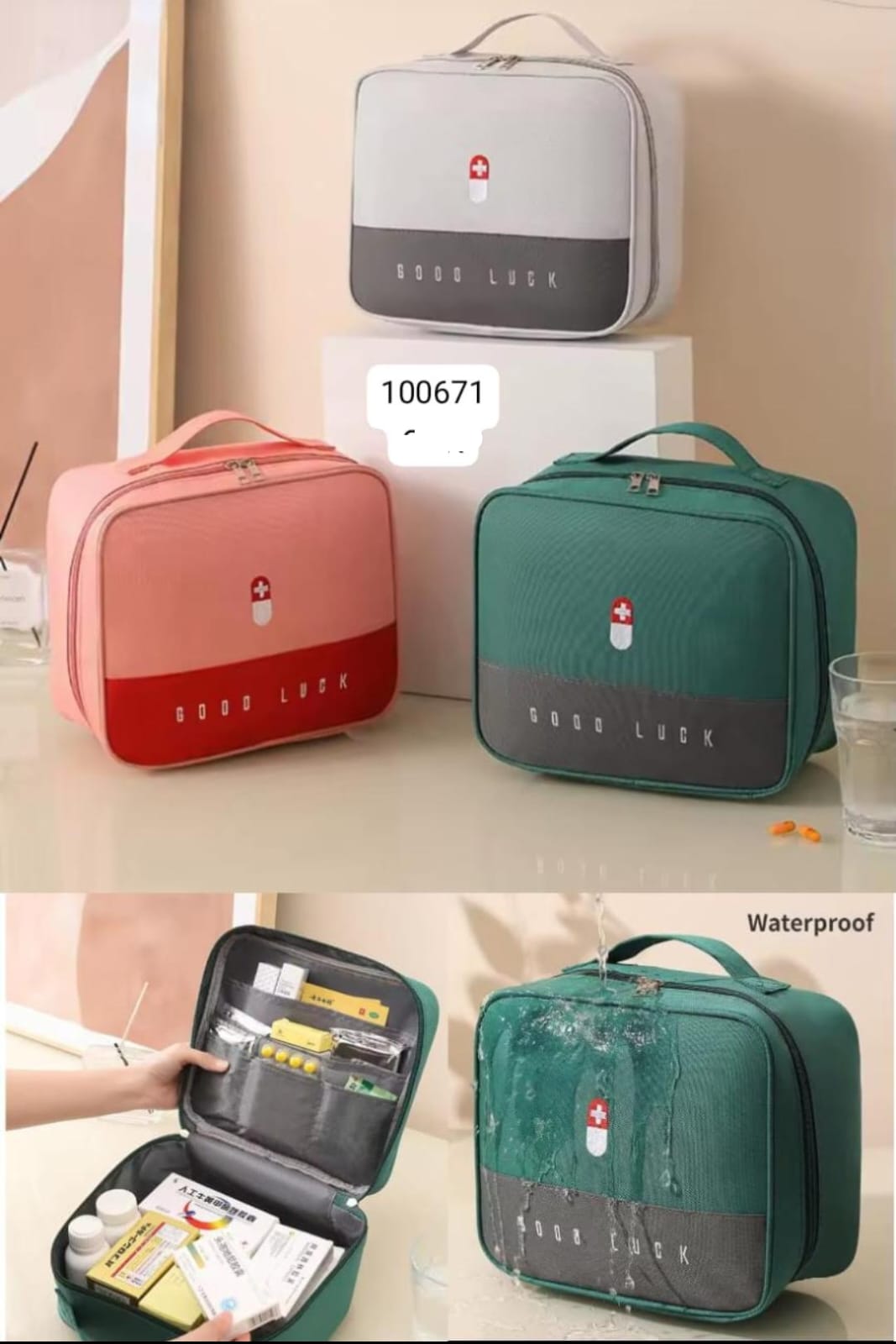 Portable Waterproof Medicine Bag – Travel First Aid Storage Kit
