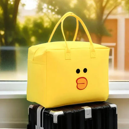 Large Felt Travel Storage Bag with Zipper & Handle – Lightweight Foldable Luggage Organizer Tote