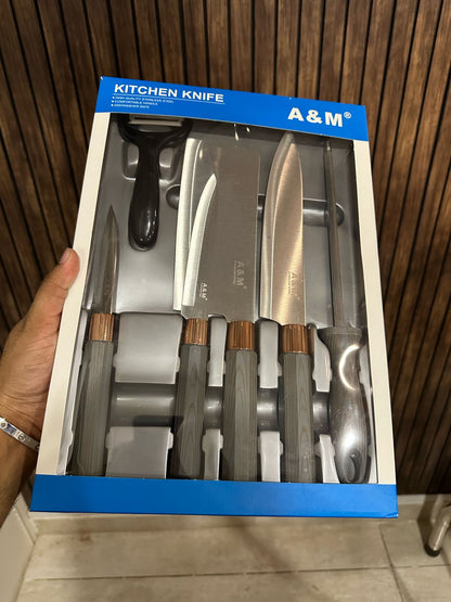 6-Piece Premium Kitchen Knife Set with Free Peeler – Chef Quality