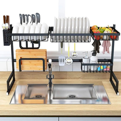 Over The Sink Dish Drying Rack Shelf Stainless Steel Kitchen Cutlery Holder 85cm(Free Delivery Limited Time Offer)