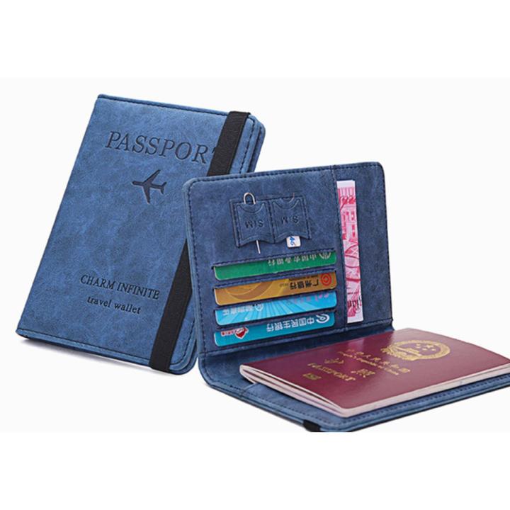 Men PU Leather Travel Passport Wallet Card Holder Organizer