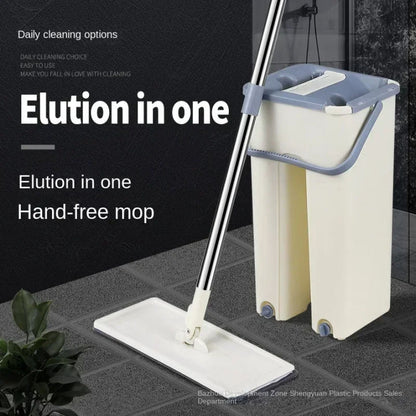 Flat Mop with Bucket and Microfiber Pads