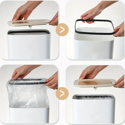 Wooden High-Foot Square Dustbin – Modern Waste Bin