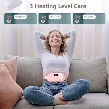 New Period Pain Relief Belt – USB Rechargeable Heating Pad with Vibration for Women