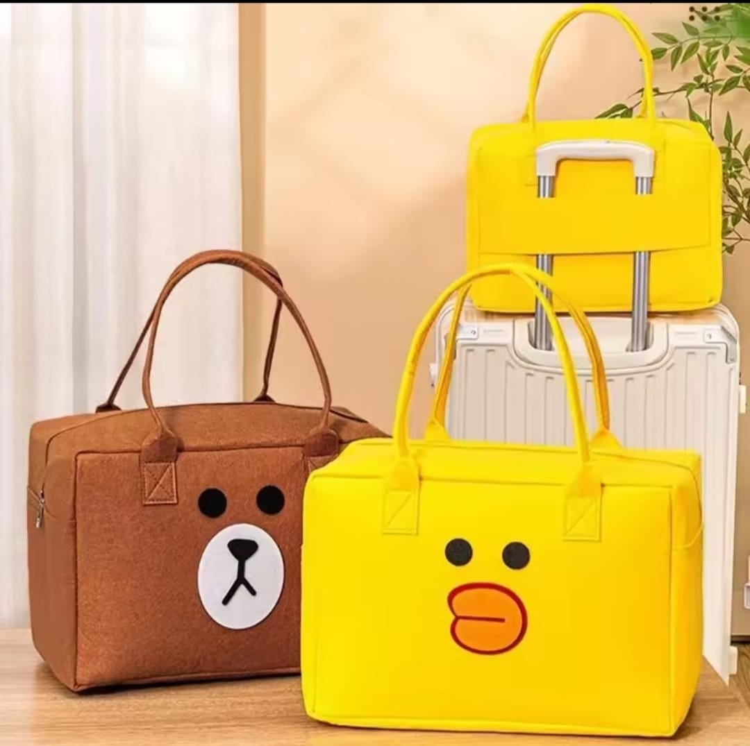 cartoon emoji felt travel organizer bag with zipper