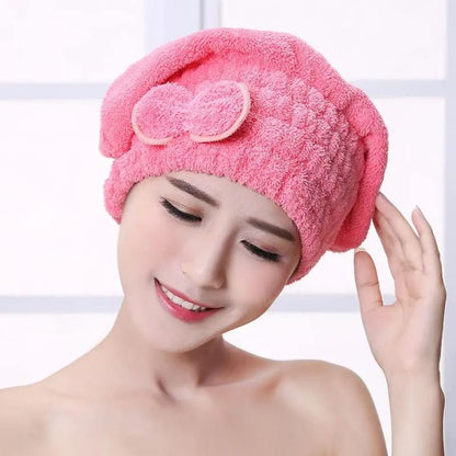 Microfiber Quick-Dry Hair Wrap Towel Bowknot Bath Spa Cap