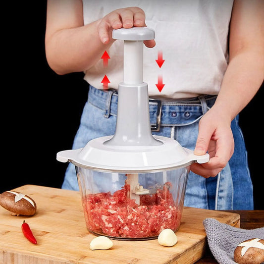 2L Manual Hand Push Food Chopper | Vegetable Grinder & Kitchen Press Cutter
