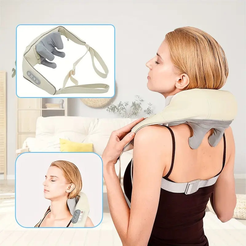 Rechargeable 6D Shoulder & Neck Massager – USB Powered, Real Hand Massage Feel