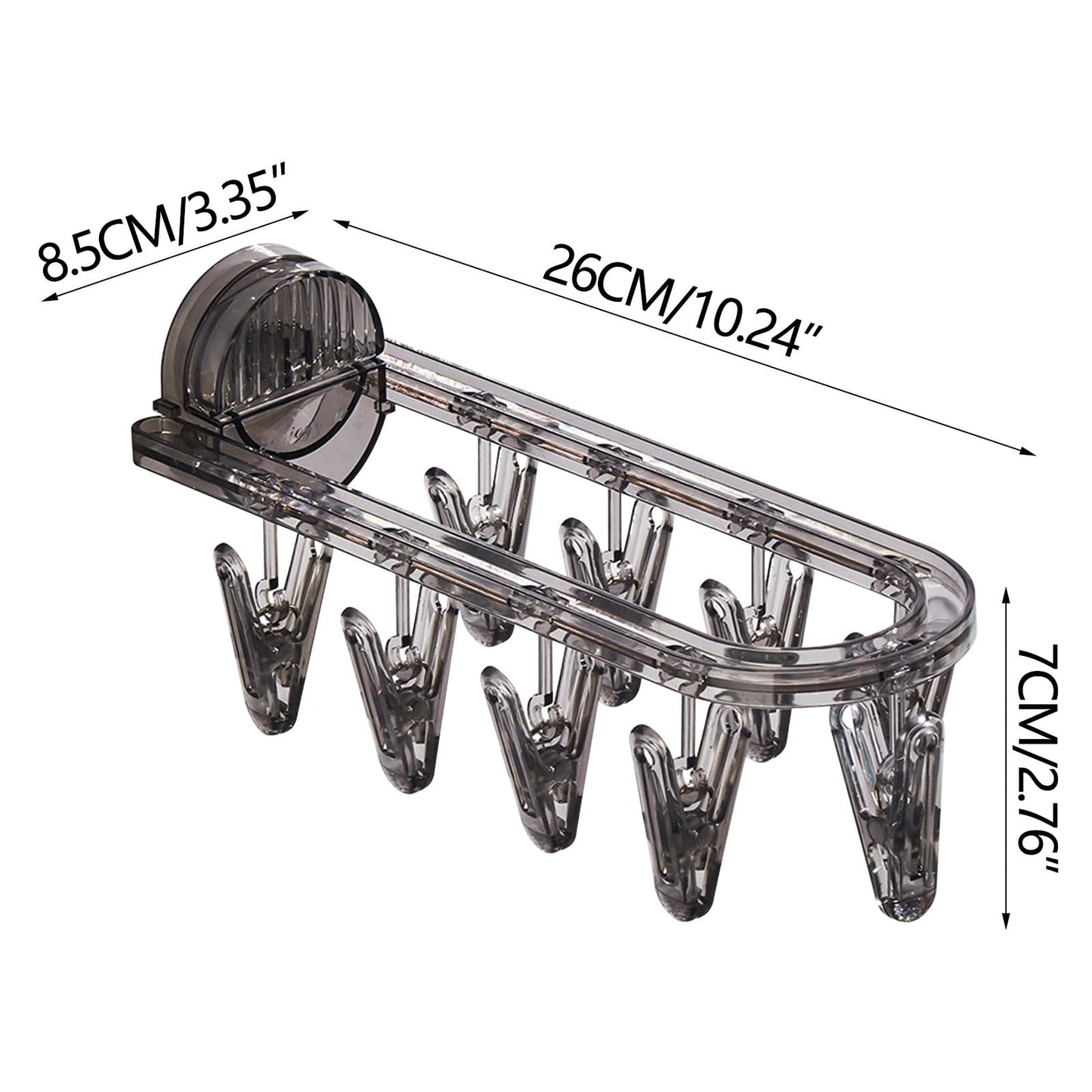 Wall Mounted Acrylic Underwear Drying Rack with Suction Cup | Foldable 9-Clip Laundry Hanger Organizer