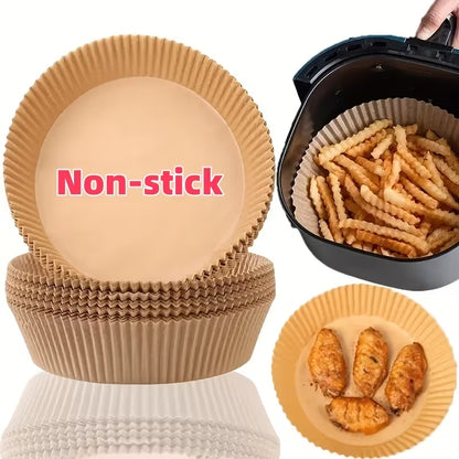 50 Pcs Disposable Air Fryer Liners | Non-Stick Oil Paper Pots for Easy Cleaning & Healthy Cooking